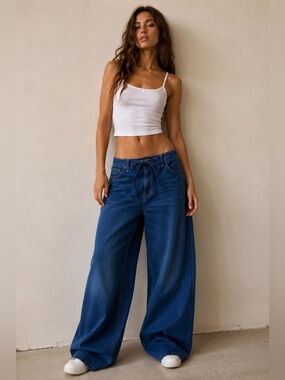 American Eagle Sydney Sweeney Dreamy Drape Super Low Rise Wide Leg Jeans